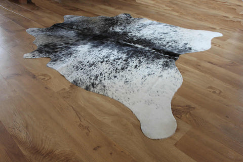 Silver Grey Salt and Pepper Speckled Cowhide Rug