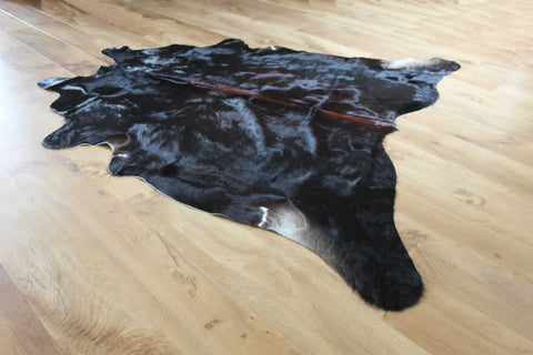 Dark Super Glossy Coat Cowhide Rug