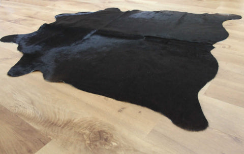 Black Glossy Hide Cowhide Rug