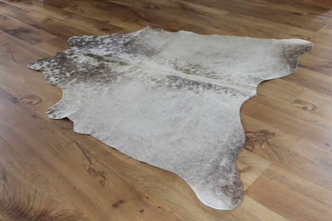 Rare Grey Antiqued Speckled Cowhide Rug