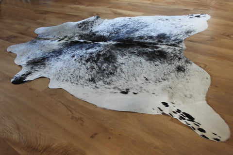 Grey and White Speckled Spot Cowhide Rug