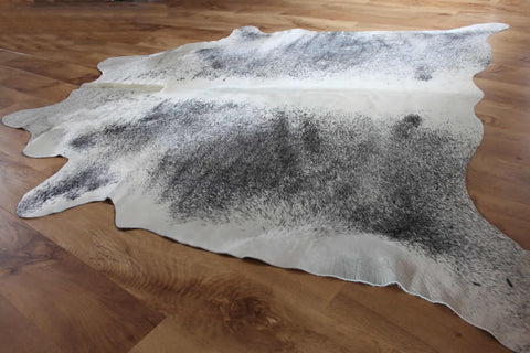 Dark Grey on White Cowhide Rug