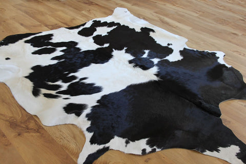 Black and White Traditional Cowhide Rug