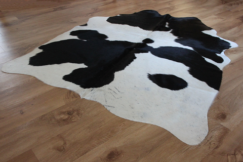 Black and White Traditional Cowhide Rug